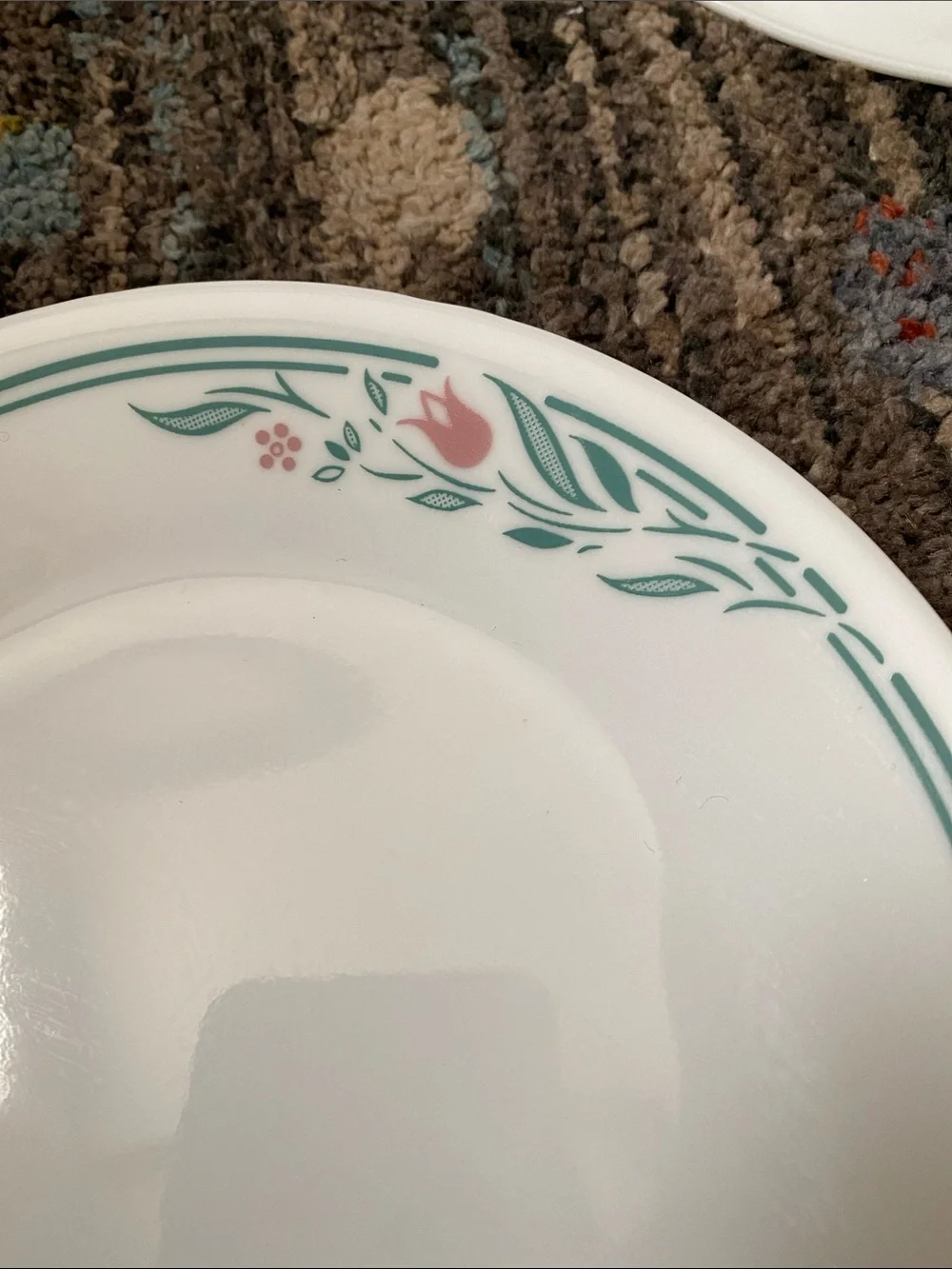 Vintage CORELLE Rosemarie White, Teal and Pink Floral Bread and Butter Plates